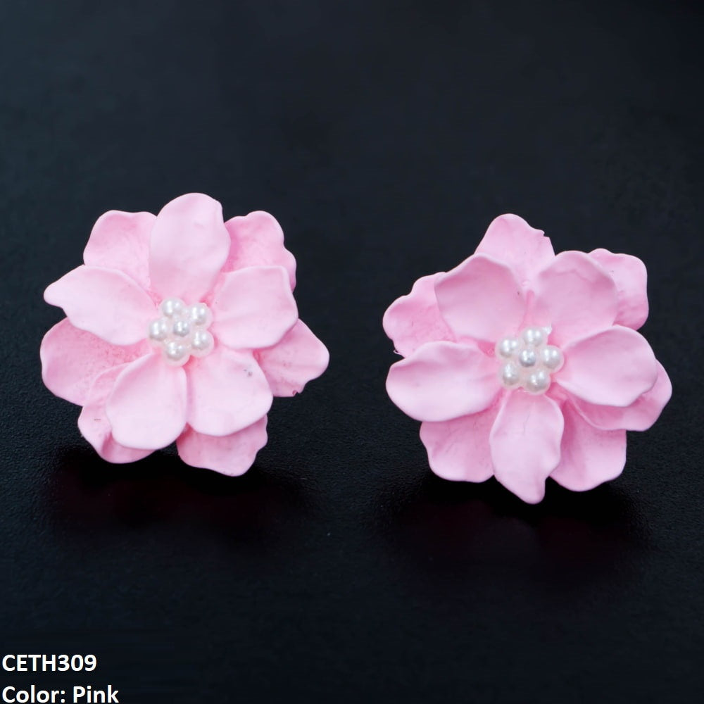 Painted Flower Stud Tops Pair