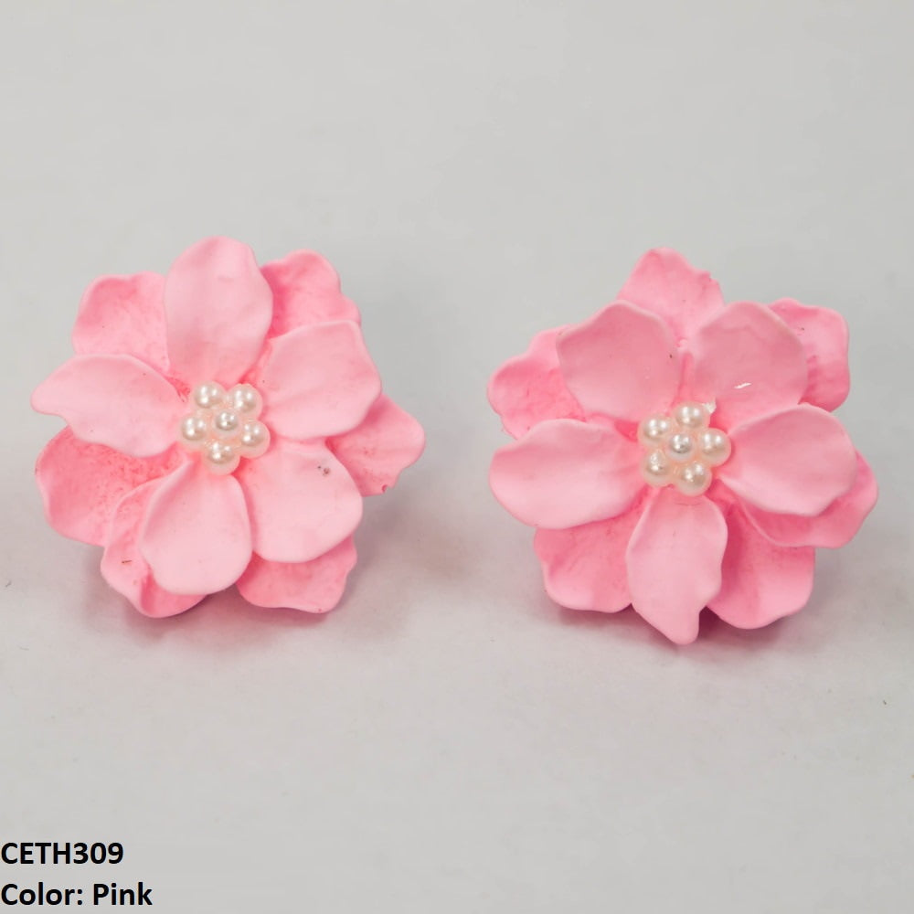 Painted Flower Stud Tops Pair
