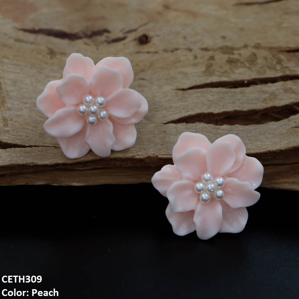 Painted Flower Stud Tops Pair
