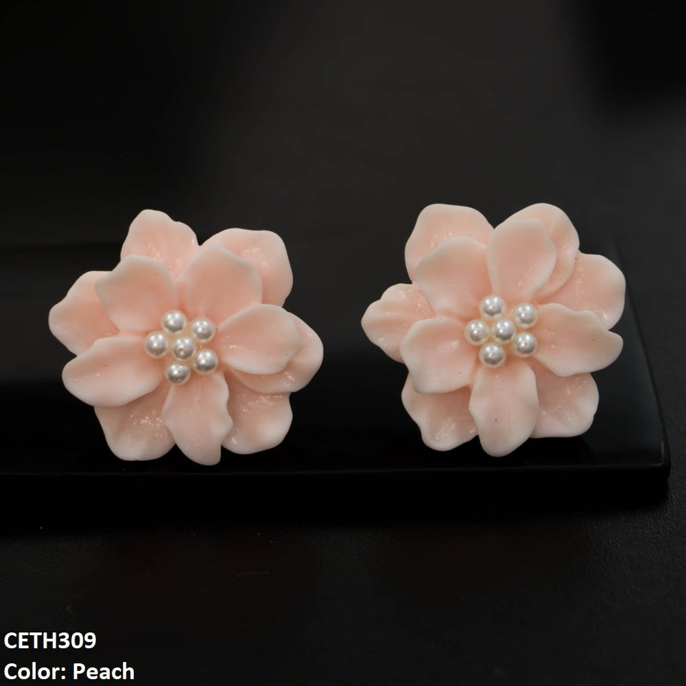 Painted Flower Stud Tops Pair