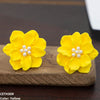 Painted Flower Stud Tops Pair