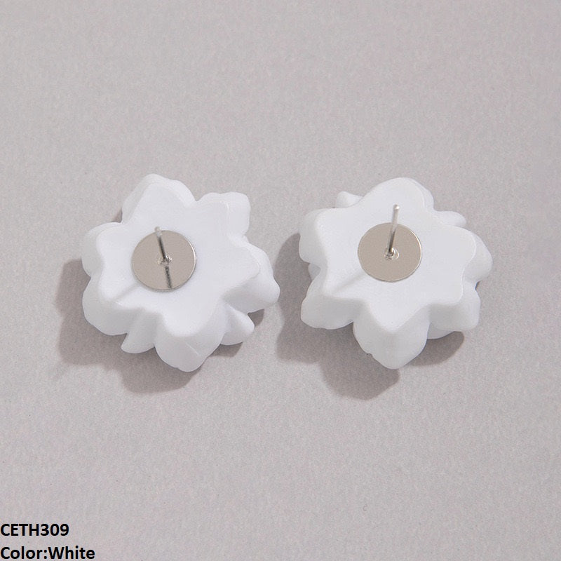 Painted Flower Stud Tops Pair
