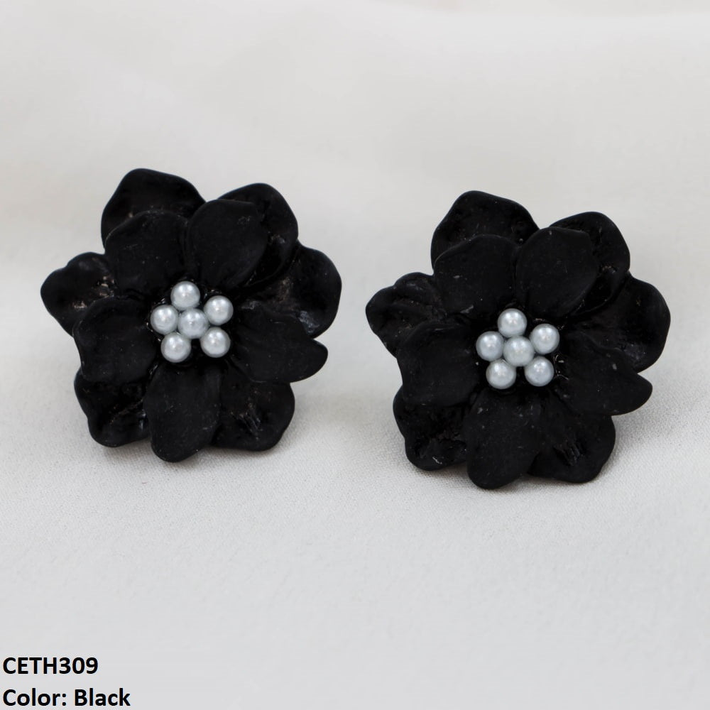 Painted Flower Stud Tops Pair