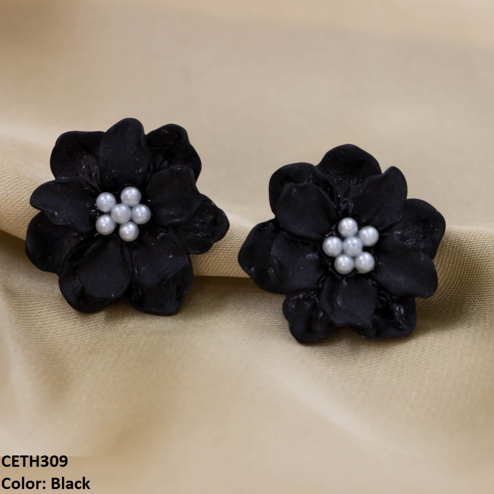 Painted Flower Stud Tops Pair