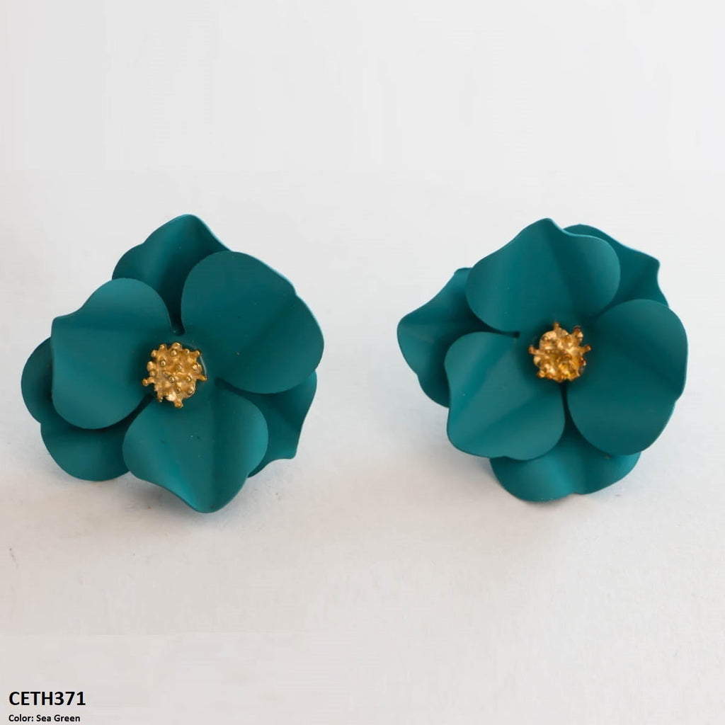 Painted Flower Stud Tops Pair