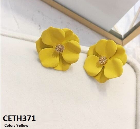Painted Flower Stud Tops Pair
