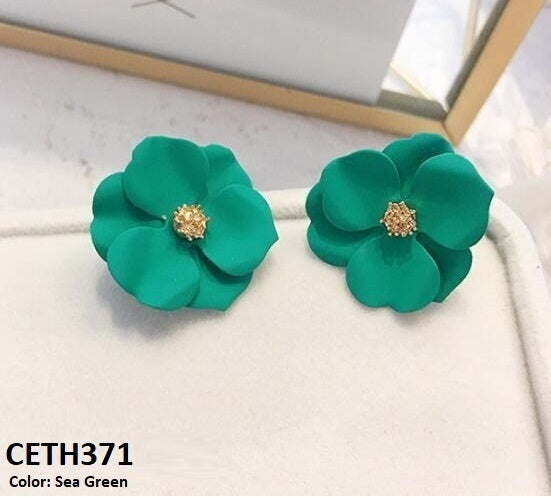 Painted Flower Stud Tops Pair