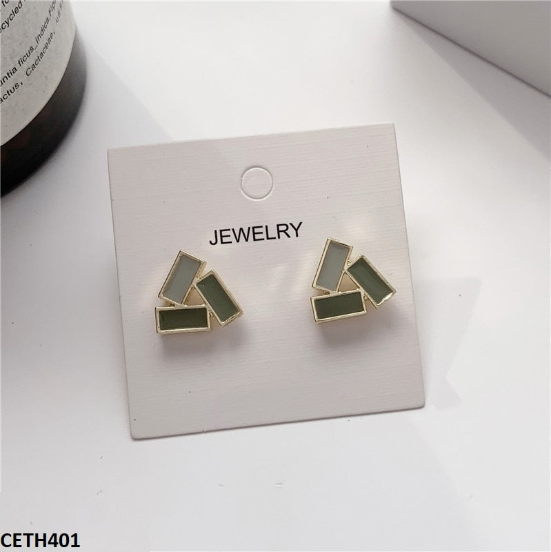 Painted 3 Baguette Triangle Stud Tops Pair