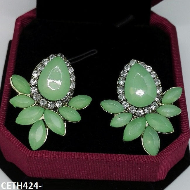 Step Pear Stud Tops Pair