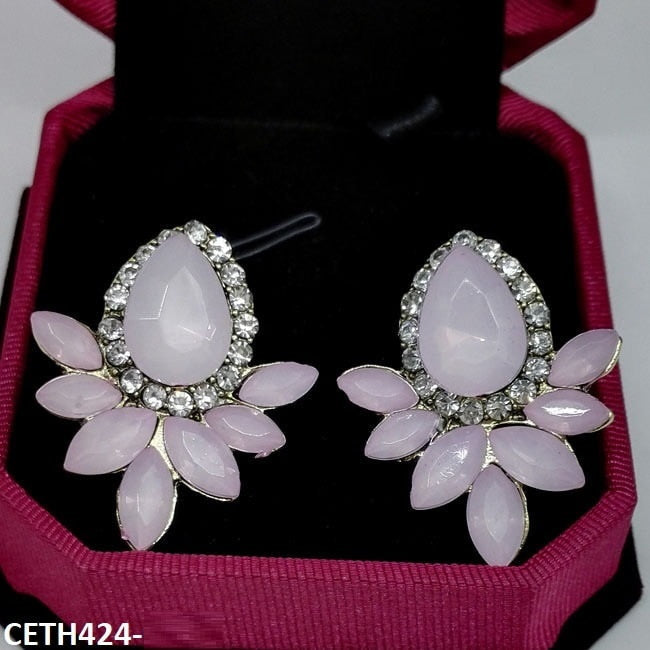 Step Pear Stud Tops Pair
