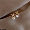 Cross Pearl Stud Tops Pair