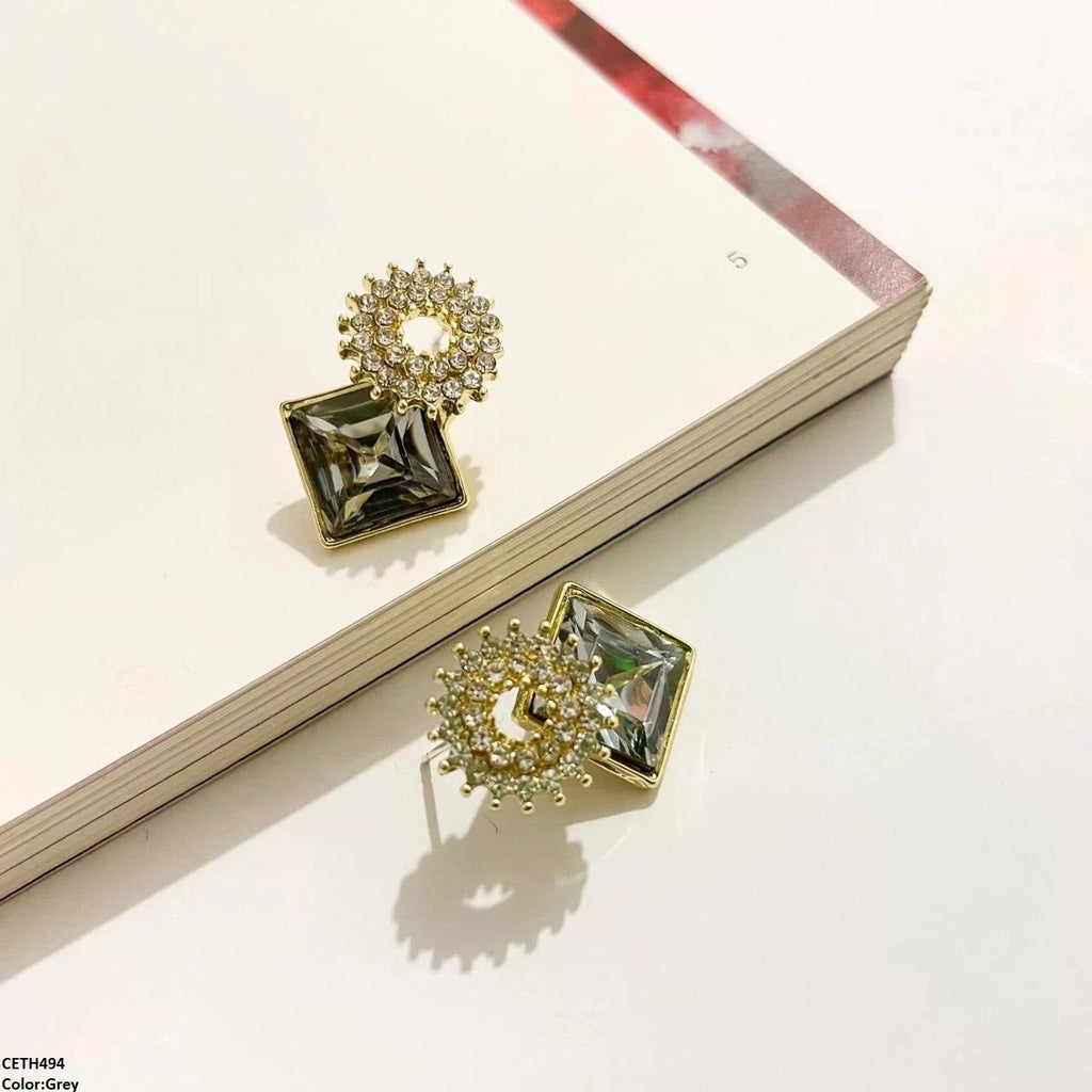 Square Round Stud Tops Pair