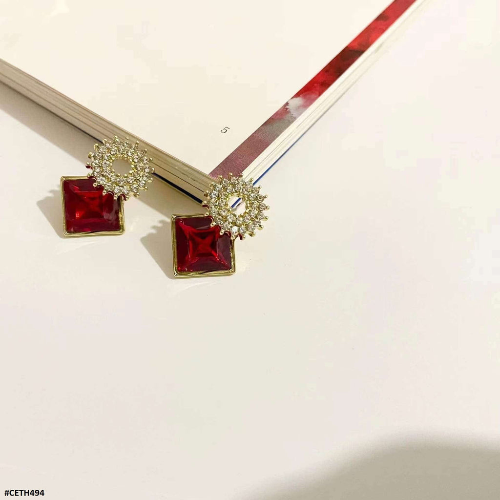 Square Round Stud Tops Pair