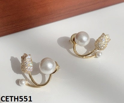 Rose/Pearl Stud Tops Pair