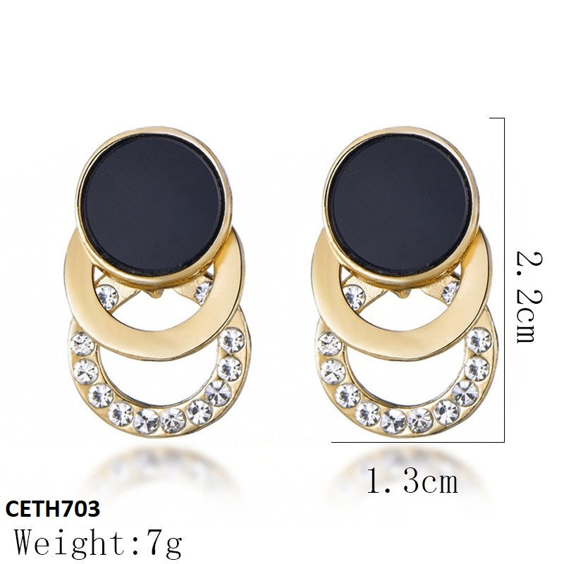 Black Layered Circle Tops Pair