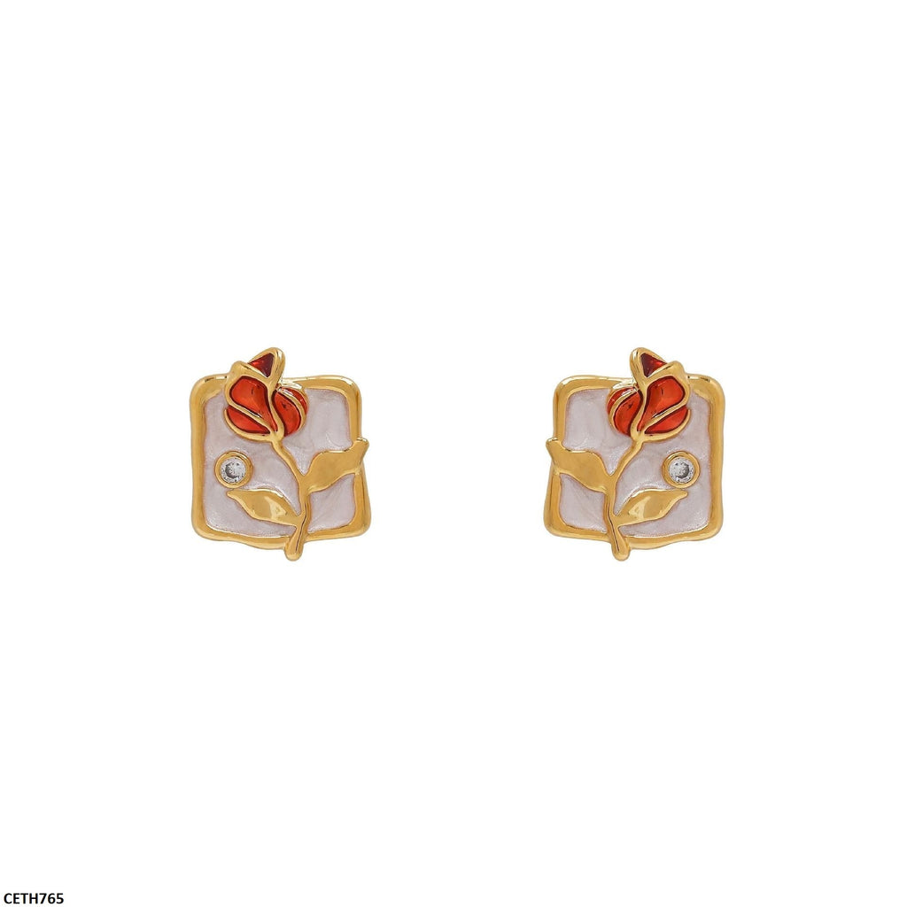 Painted Flower Square Tops Pair