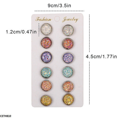 Round Stud Tops 6 Pair