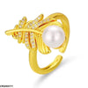 Leaf Pearl Ring Adjustable