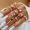 Heart 10 Midi Rings