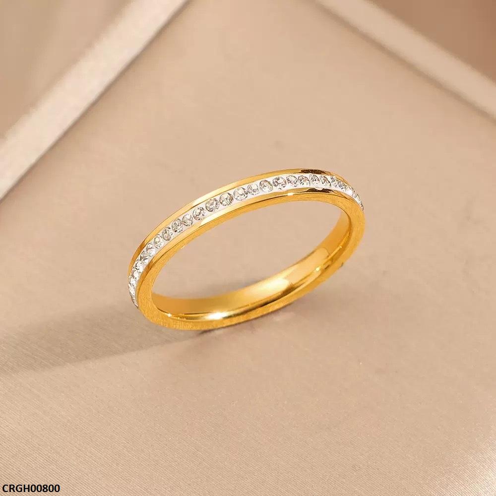 Stainless Steel Round Stone Ring
