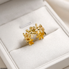 Stainless Steel Flora Crown Ring Adjustable