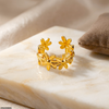 Stainless Steel Flora Crown Ring Adjustable