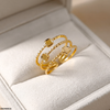 Stainless Steel Square Triple Layer Ring Adjustable