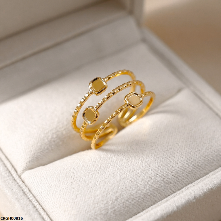 Stainless Steel Square Triple Layer Ring Adjustable