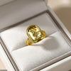 Stainless Steel Printed Rose Flower Ring Adjustable