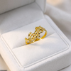 Stainless Steel Petal Flower Ring Adjustable
