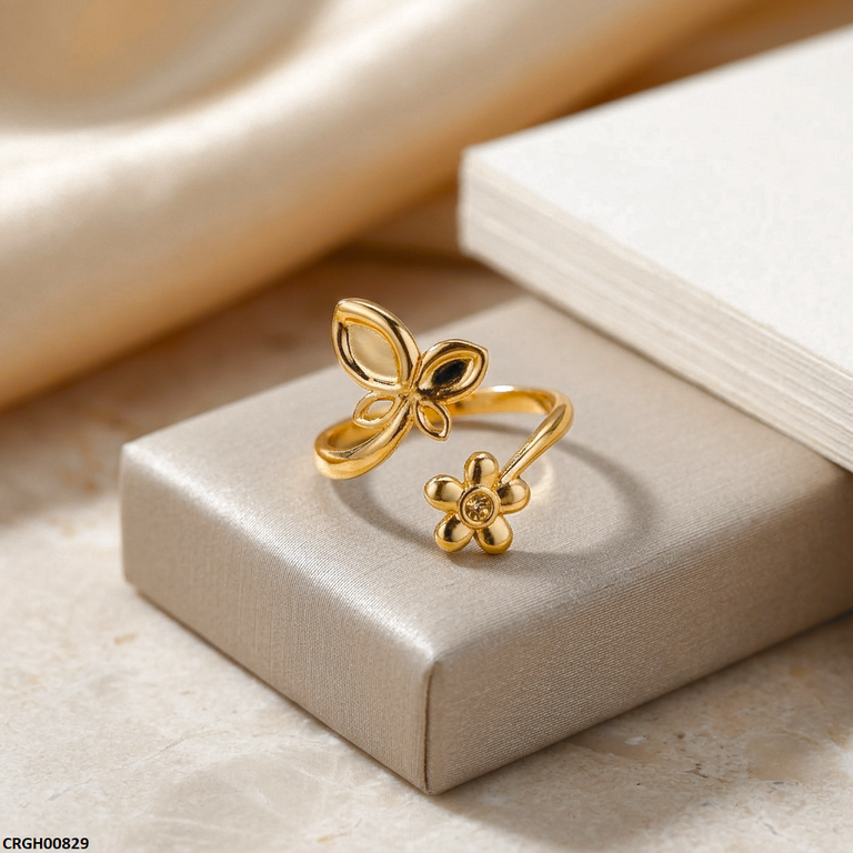 Stainless Steel Butterfly/Flower Ring Adjustable