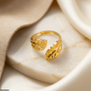 Stainless Steel Double Leaf Ring Ajustable
