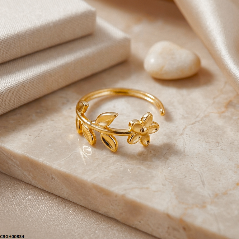 Flora Flower Stainless Steel Ring Adjustable