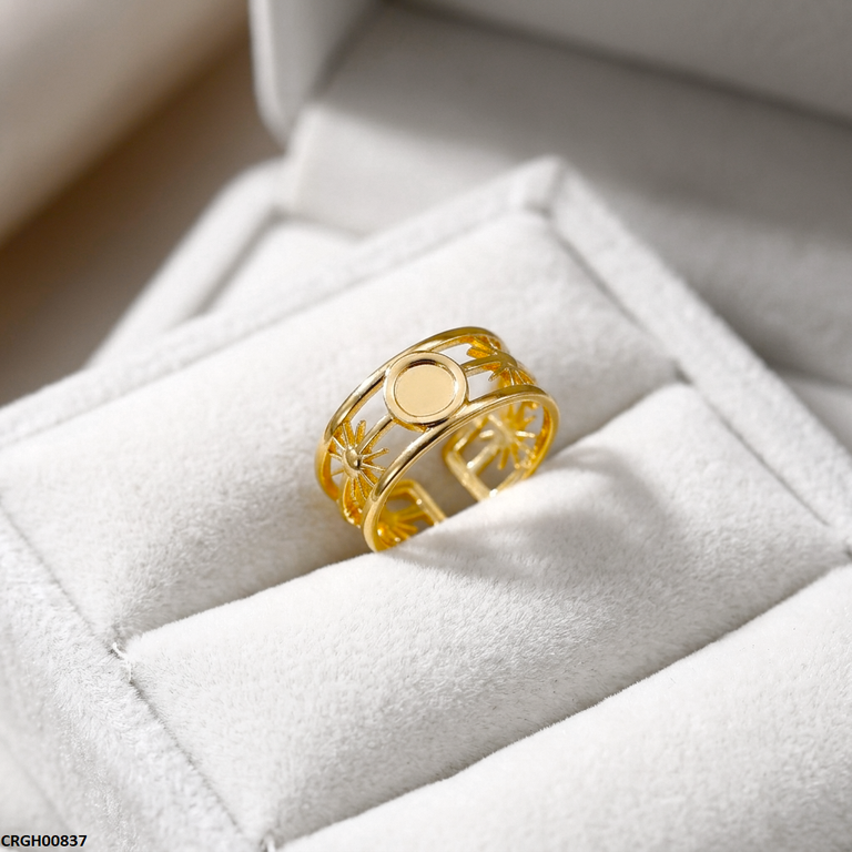 Star Burst Stainless Steel Ring Adjustable