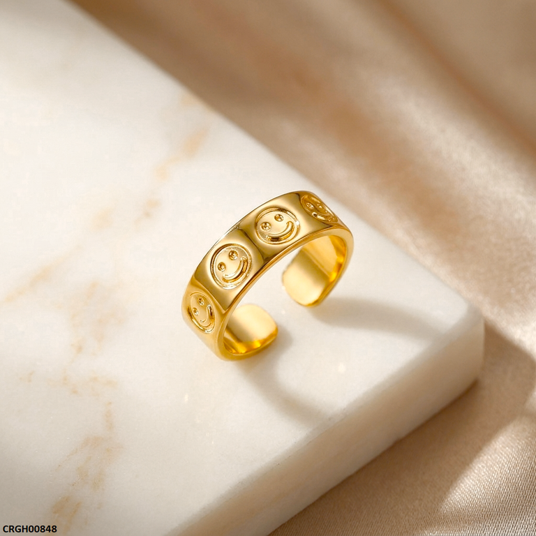 Smile Emoji Stainless Steel Ring Adjustable