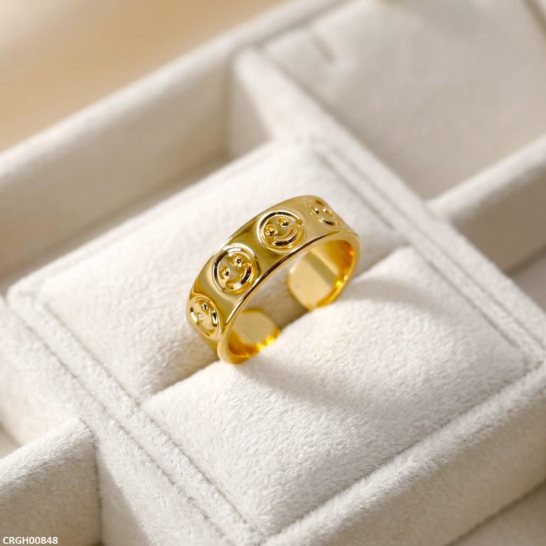 Smile Emoji Stainless Steel Ring Adjustable