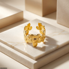 Floral Flower Stainless Steel Ring Adjustable
