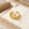 Heart Crown Stainless Steel Ring Adjustable