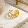 Butterfly Double-Band Stainless Steel Ring Adjustable