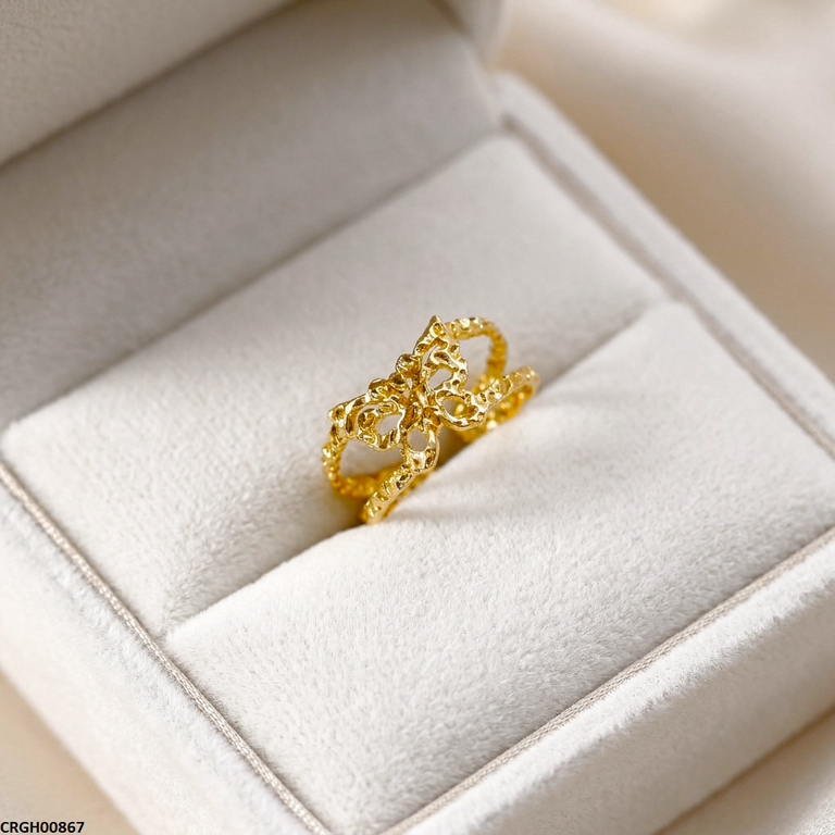 Butterfly Double-Band Stainless Steel Ring Adjustable