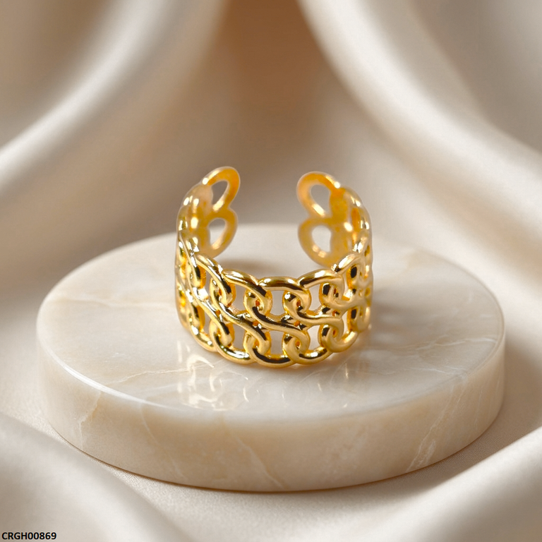 Double Chain Link Stainless Steel Ring Adjustable