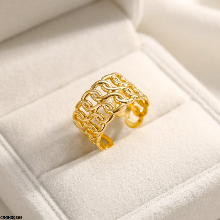 Double Chain Link Stainless Steel Ring Adjustable