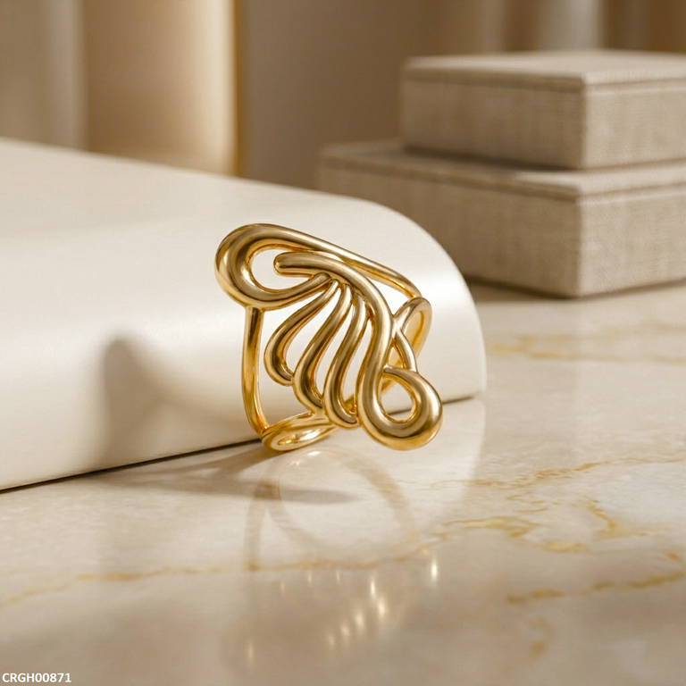 Swirl Wave Stainless Steel Ring Adjustable