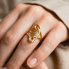 Swirl Wave Stainless Steel Ring Adjustable