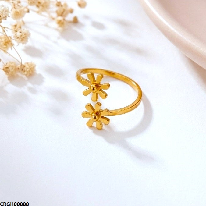 Stainless Steel Double flower Ring