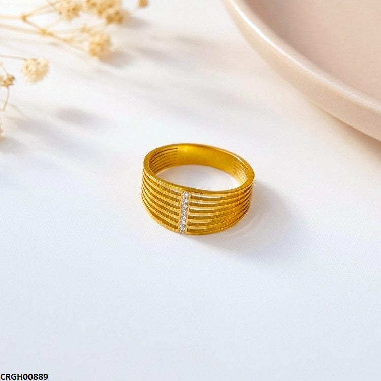 Stainless Steel Layered Line Ring