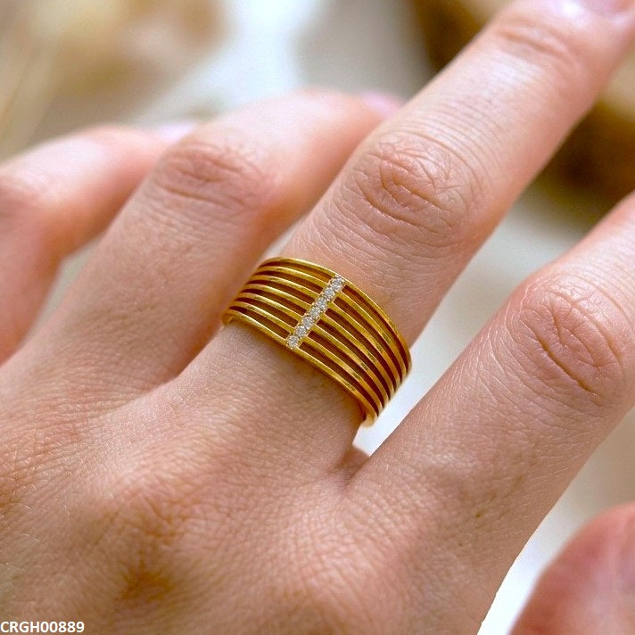 Stainless Steel Layered Line Ring