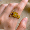 Stainless Steel Flower Stone Ring