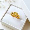 Stainless Steel Flower Stone Ring