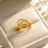 Stainless Steel Double Flower Ring
